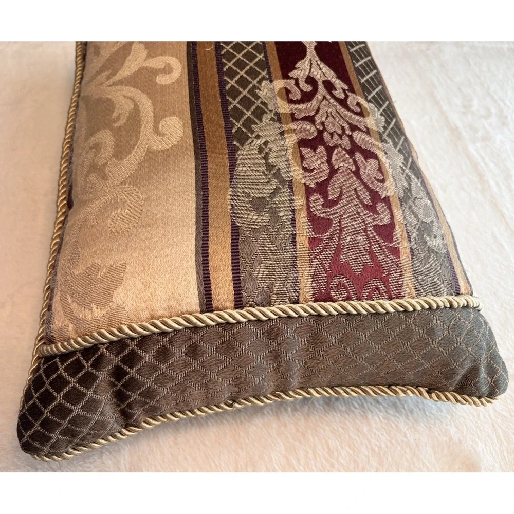 Vtg Croscill Dover Manor Townhouse Decorative Pillow Gold Green Burgundy 15x11